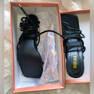 Miss Lola lace up black heels